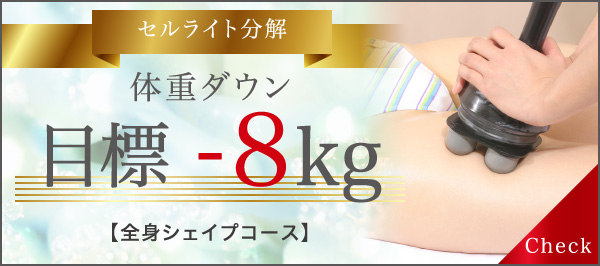 セルライト分解 体重ダウン 目標-8kg 全身シェイプコース